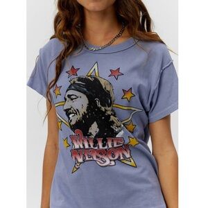 Daydreamer Willie Nelson In Stars Reverse Girlfriend Tee Graphic Periwinkle M